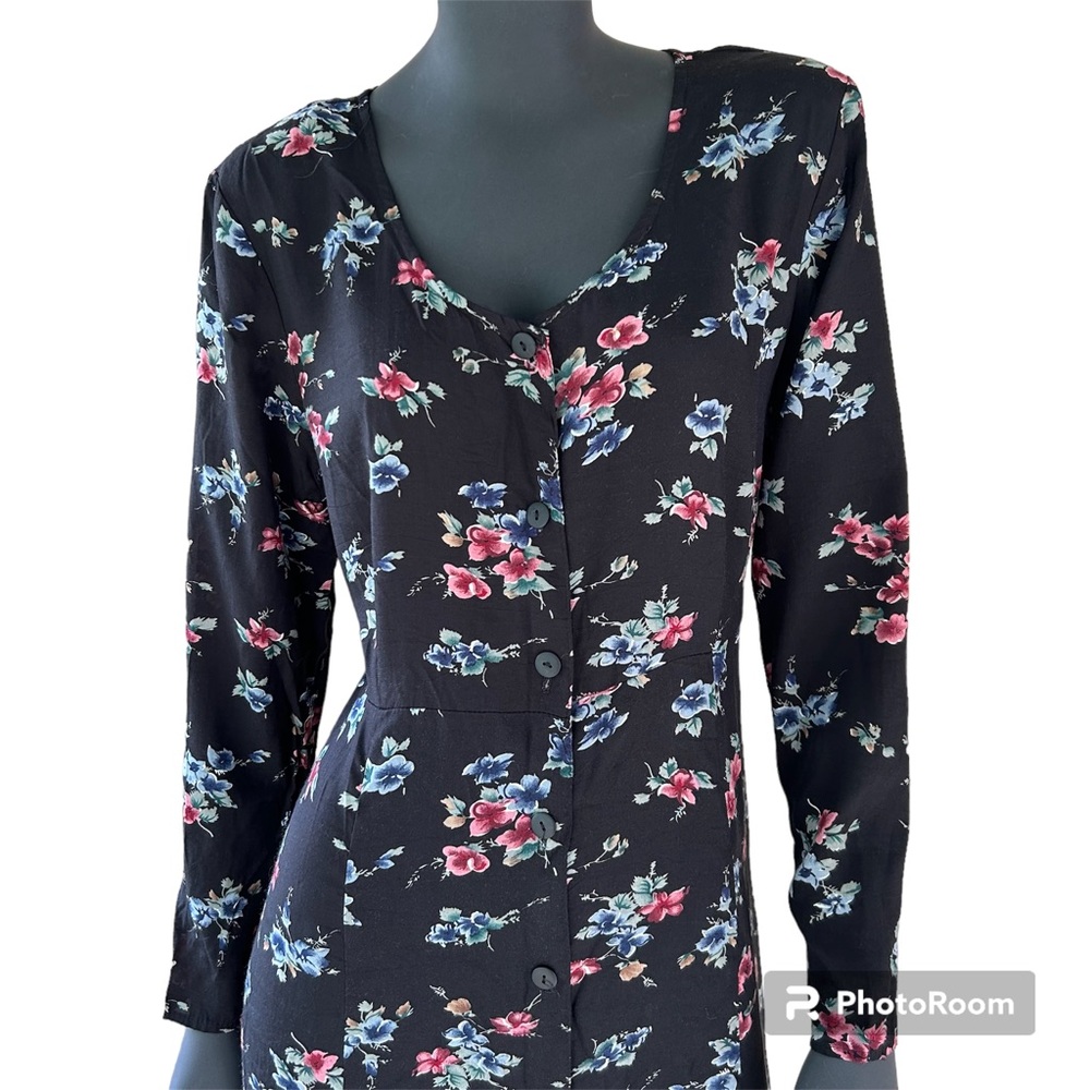 Vintage Floral Witch Dress Button-Down Maxi Practical Magic Phoebe Buffay Grunge